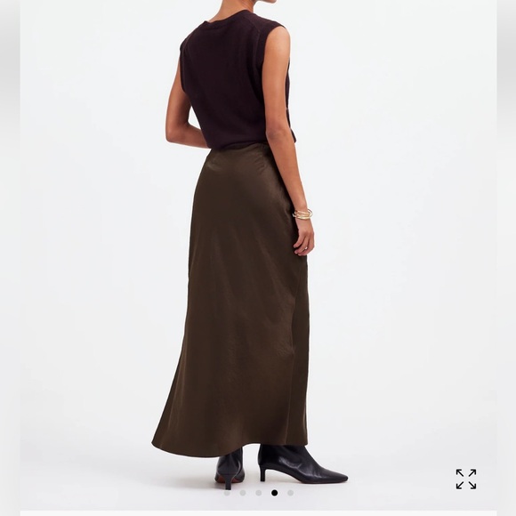 satin maxi slip skirt in dark carob - Picture 4 of 9